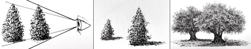 דוגמאות לציור עצים עם תחושת עומק