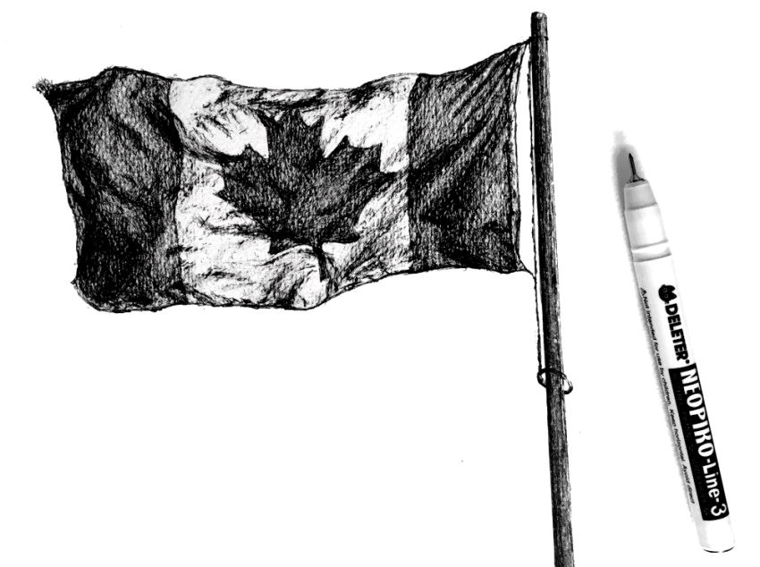 רישום ריאליסטי בעט של דגל קנדה