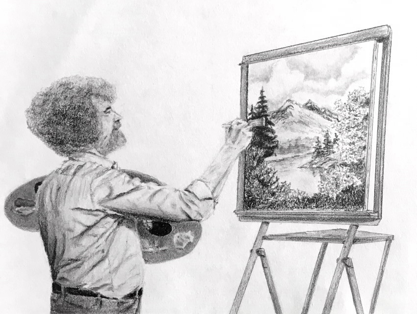 ציור בעיפרון של בוב רוס