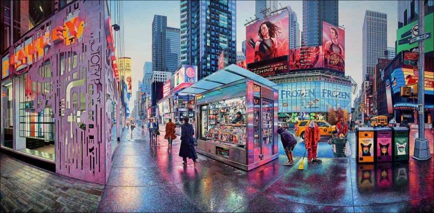 Realistic painting of a street by Nathan Walsh