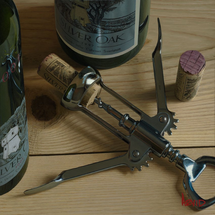 ציור שמן של פותחן בקבוקי יין על ידי תומאס ארוויד