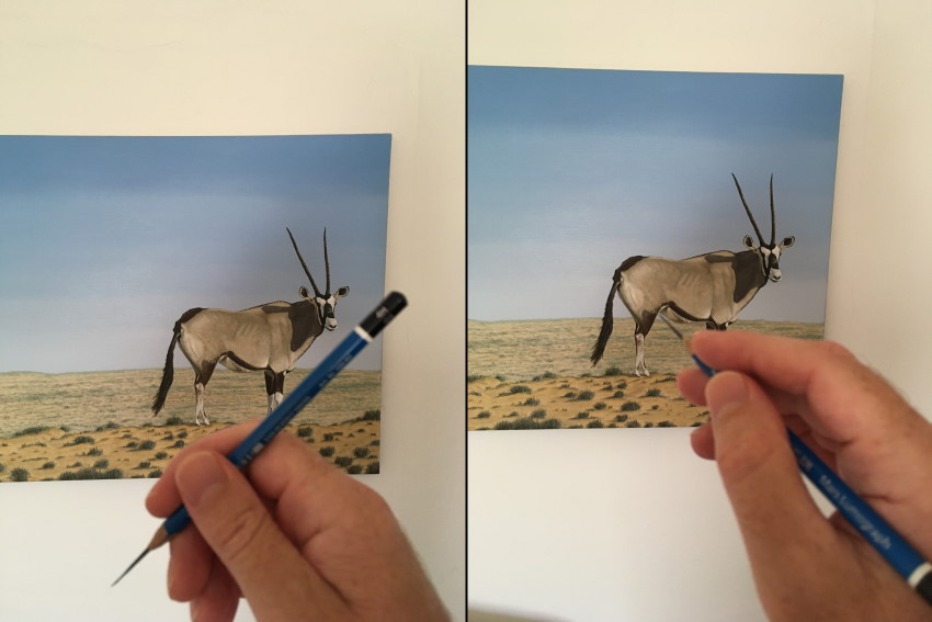כיצד להחזיק עיפרון עבור מדידה של זוויות