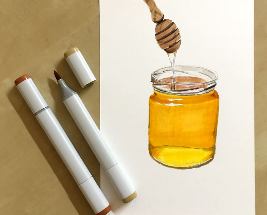 ציור של דבש בעזרת מרקרים