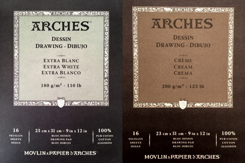 נייר רישום לבן וקרם של חברת Arches