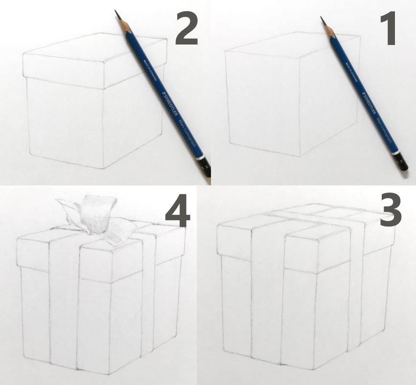 כיצד לצייר קופסת מתנה מהדמיון