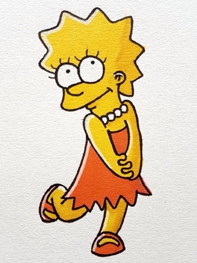 ציור קומיקס של ליסה סימפסון בעזרת טושים פרומרקר