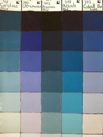 פלטת צבעים כחולים בשילוב לבן