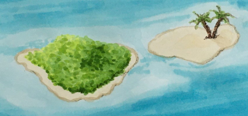 ציור של שני איים בעזרת מרקרים