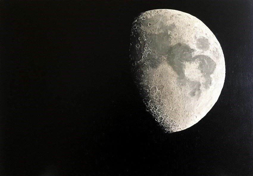 ציור שמן ריאליסטי על קנבס של ירח