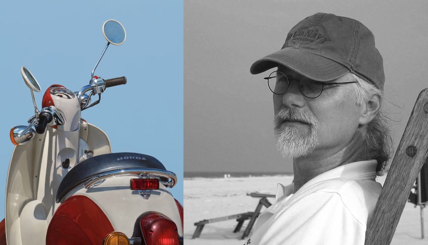 ניל הולינגסוורת' וציור אופנוע בצבעי שמן