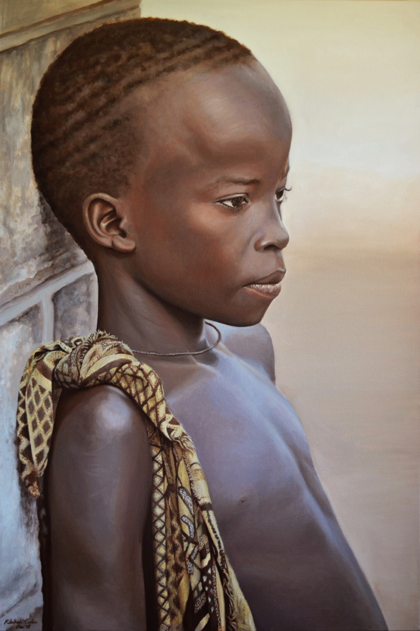 ציור דיוקן של ילד אתיופי על ידי רבקה קודלין