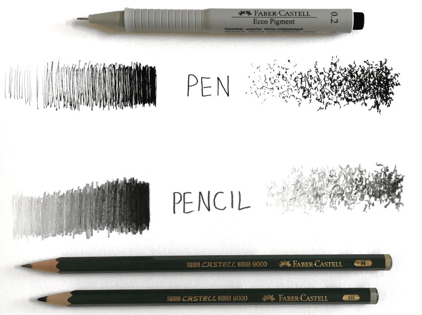 מעברים בערכי הבהירות עם עט ועיפרון