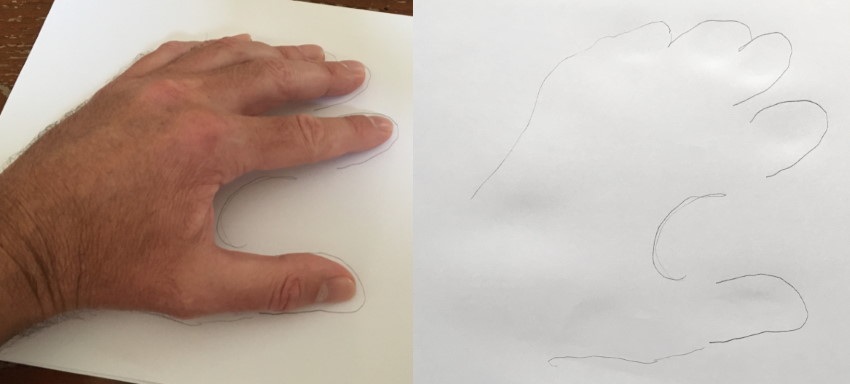 כיצד לסמן את היד על הנייר